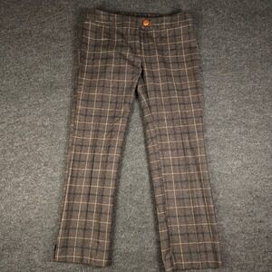 United Colors of Benetton Brown Plaid Trousers Wool Straight Leg Pants Womens 30